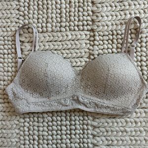 Aerie wireless padded lace nude bra